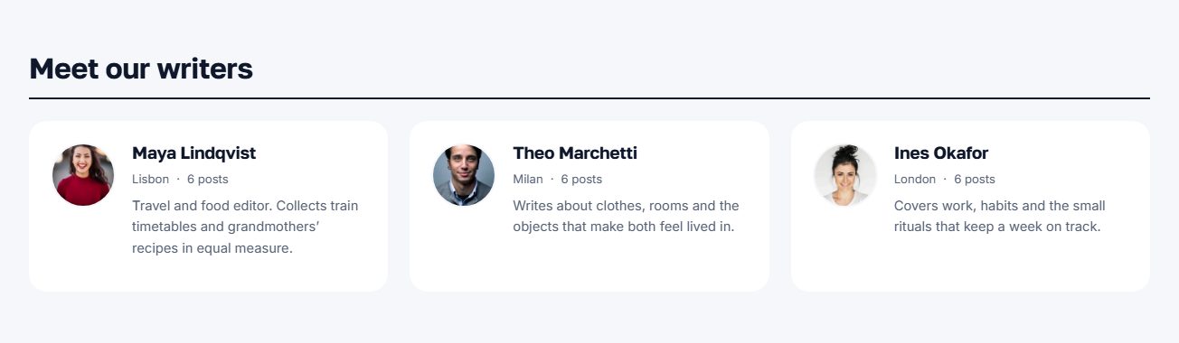The Meet our writers section