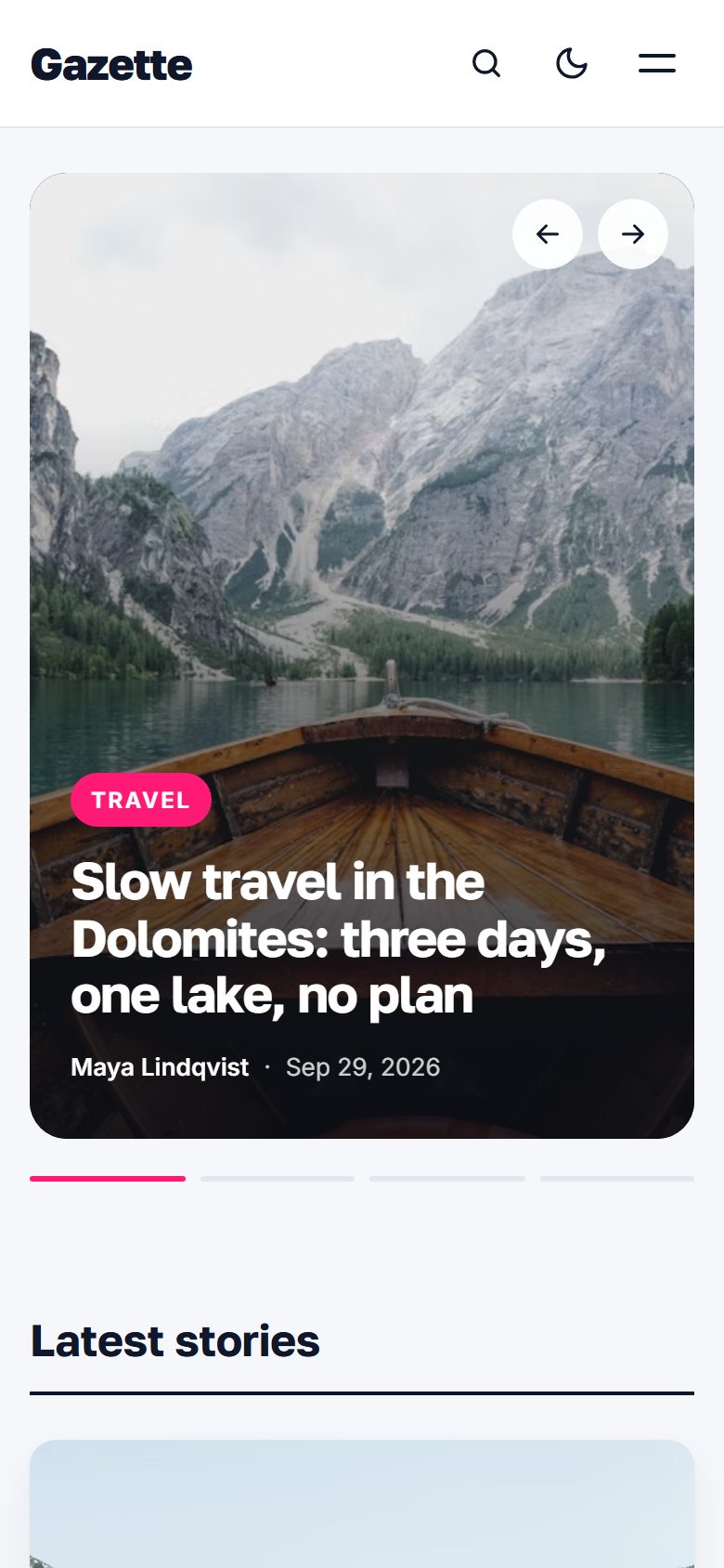Homepage on a phone