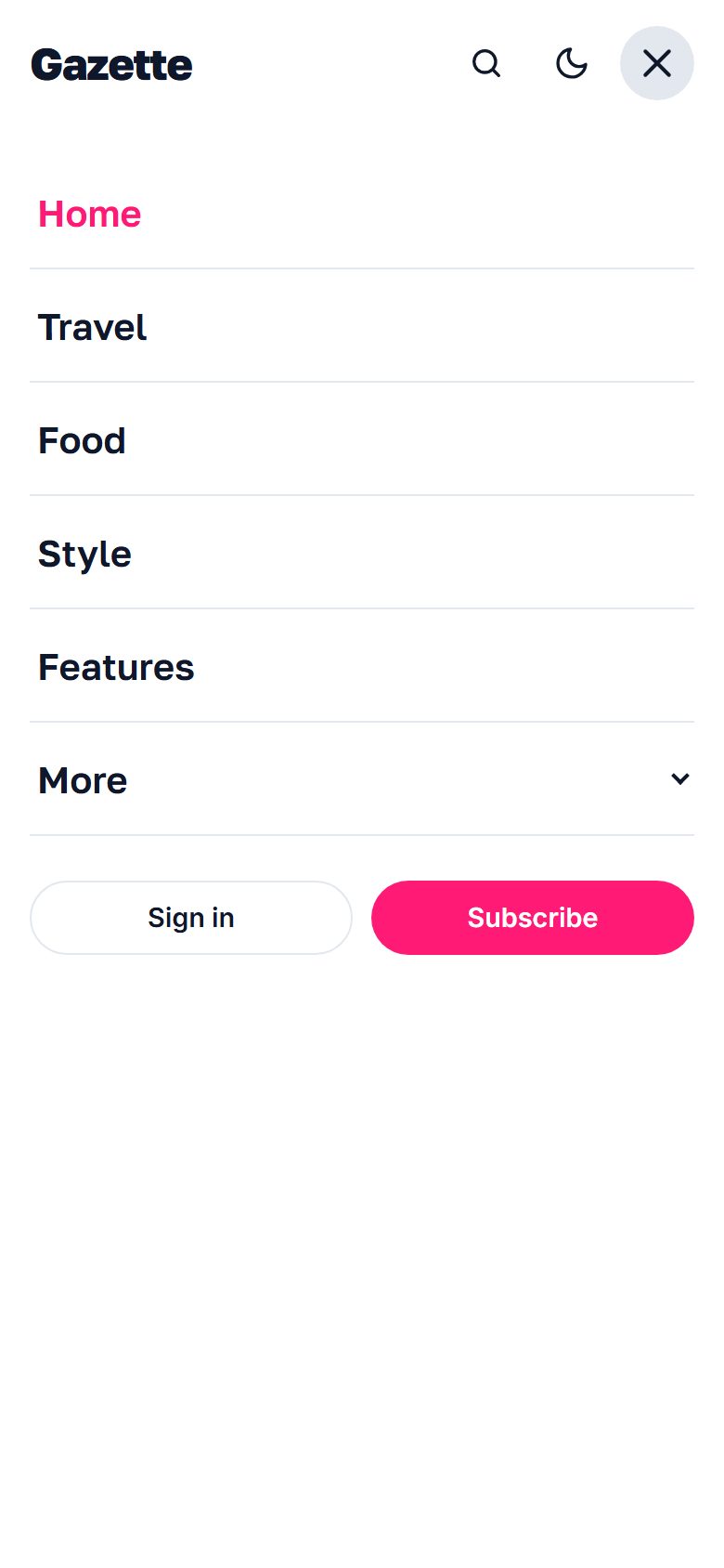Mobile menu open