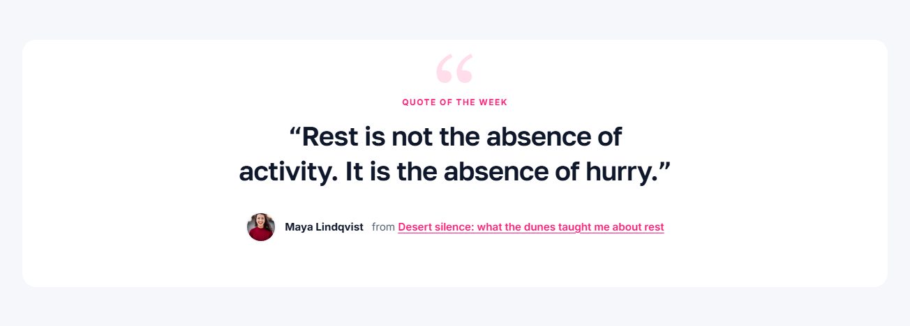 The Quote of the week section
